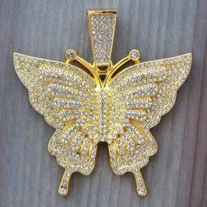 Butterfly Ice Pendant 18k Gold Plated Rhinestones